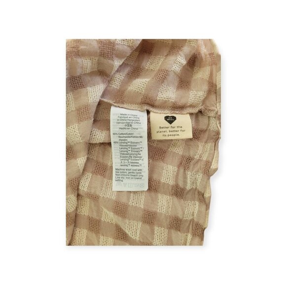 Madewell Gingham Sweetheart Wrap Top, Tan/Cream, Size M - Picture 10 of 13